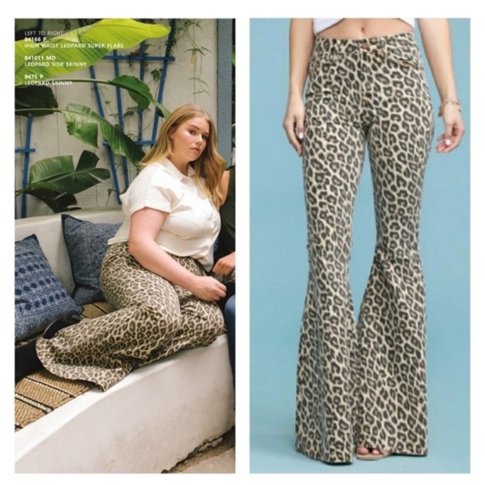Leopard Print Flare Jeans